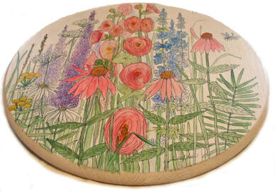 farmhouse painted furniture lazy susan with flowers