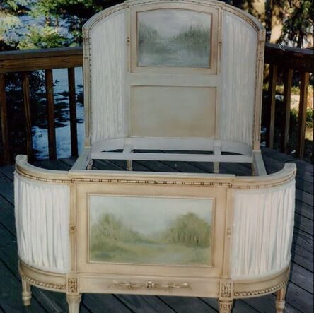 Painted furniture french bed and oil landscapes by Laurie Rohner