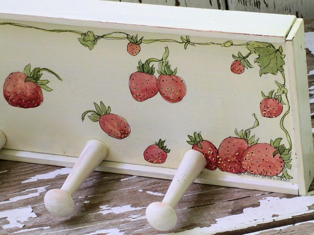 painted furniture farmhouse wood peg with strawberries